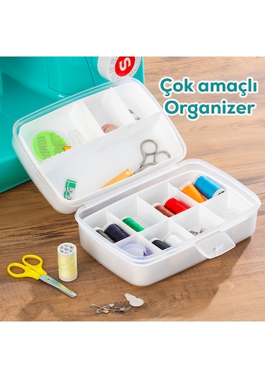 Porsima 1192 Premium 12 Bölmeli Çok Amaçlı Organizer Saklama Kabı Beyaz