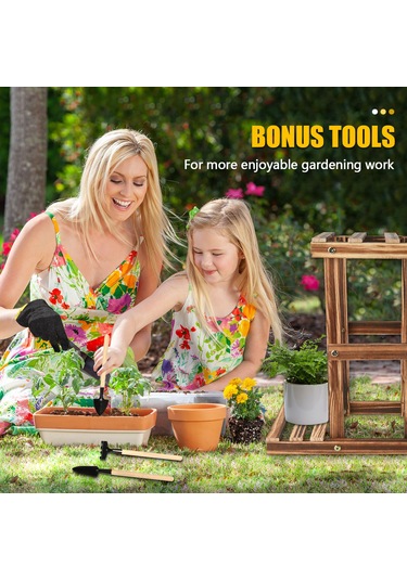 Symbee 3 Katlı Ahşap Bitki Standı - Kompakt Ve Şık Çiçek Sergileme Ünitesi Kahverengi