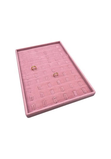 Yerli Üretim Süet Kumaş Pembe 34/24 Cm Dikine Tırnaklı Çekmece Içi Yüzük Tablası Çok Renkli