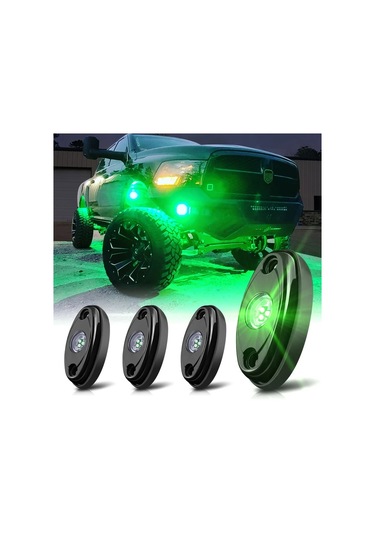 Dashanshop 4'lü Yeşil Led Rock Işıkları Toz Geçirmez Neon Underglow Utv Atv Kamyon