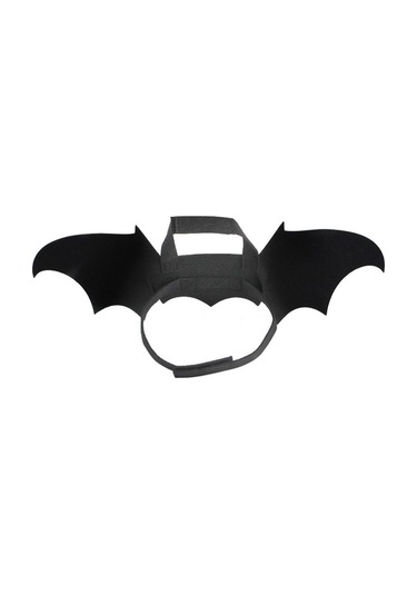 Pazly Köpek Cadılar Bayramı Kostümü - Yarasa Kanatlı Harni, Çanlı Baskılı Evcil Hayvan Kostümü Açık Mavi