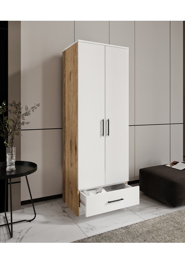 2 Kapaklı Tek Çekmeceli Tamamen Mdf Çok Amaçlı Dolap
