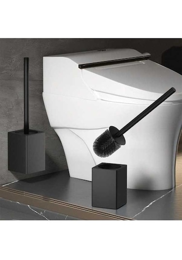 Tongxida Modern Siyah Paslanmaz Banyo Fırçası, Kompakt Klozet Kılları İçin Temizleyici, Bosphorusboutique Siyah