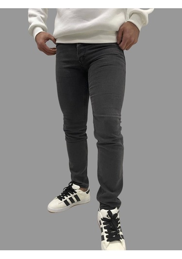 Erkek Dar Paça Düz Newone Füme Kot Pantolon Füme