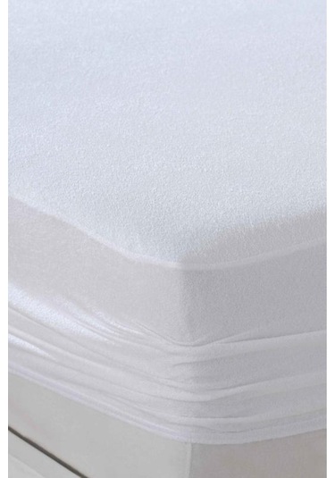 Mycey Sıvı Geçirmez Çift Kişilik Alez Battal Boy 200x200x30 Cm %100 Pamuk Fitted Beyaz