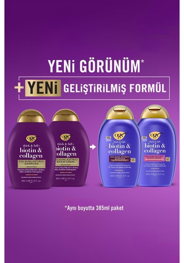 OGX Dolgunlaştırıcı Biotin & Kolajen Sülfatsız Bakım Kremi 2 X 385 ML