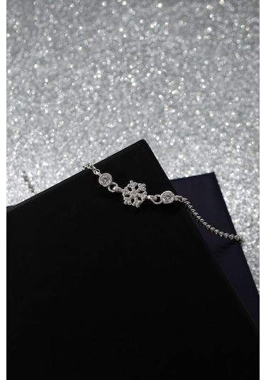 Parmas Design Kar Tanesi Minimal 925 Ayar Gümüş Ayarlanabilir Kadın Bileklik - Gümüş