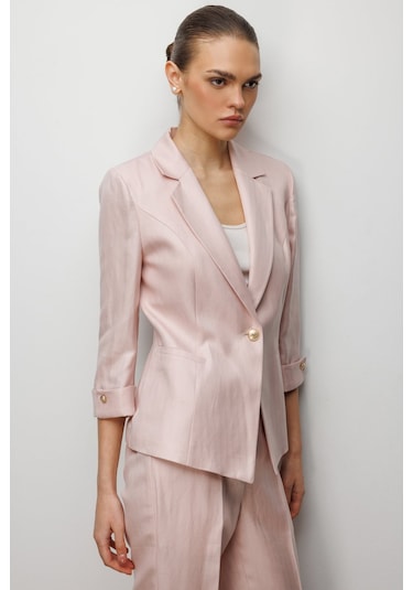 Ekol Kadın Fleto Cepli Duble Kol Ceket 1024 Pembe
