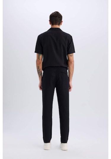 DeFacto %100 Pamuk Keten Görünümlü Pantolon Beli Lastikli Slim Fit Dar Kesim Cepli Düz Paça D2671AX25SMBK81 DeFacto %100 Pamuk Keten Görünümlü Pantolon Beli Lastikli Slim Fit Dar Kesim Cepli Düz Paça D2671AX25SMBK81
