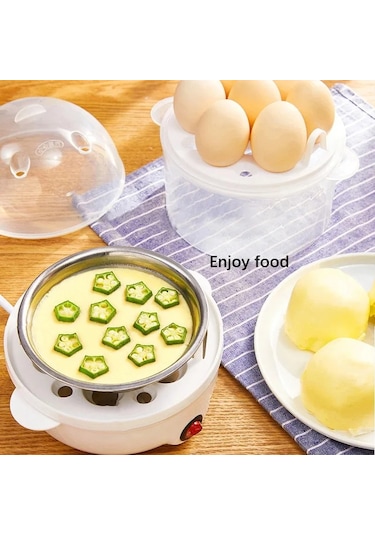 Çok Fonksiyonlu Elektrikli Yumurta Kaynatıcı Çift Katmanlar Yumurta Pişirici Whıte