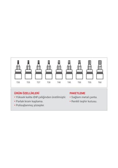 Dht D02128209 1/2 Torx Bits Lokma Takımı 9 Parça