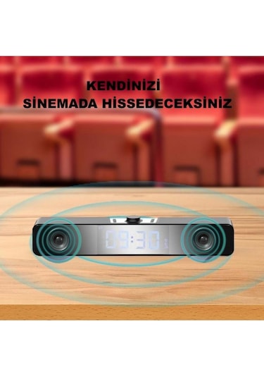 Bluetooth Hoparlör Şarjlı Ses Sistemi Led Ekran Fm Çalar Saat Sıcaklık Pc Usb Aux Tf Kart