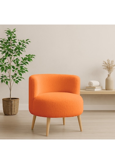 Sydney Berjer - Welsoft Kumaş Modern Tekli Koltuk - Turuncu Vizon