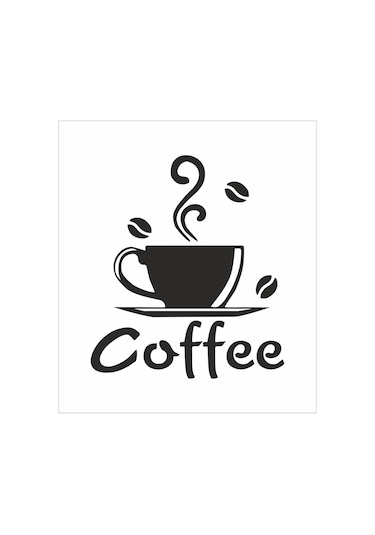 Mutfak Coffee Kapı Duvar Mutfak Sticker 30x26 Cm Siyah