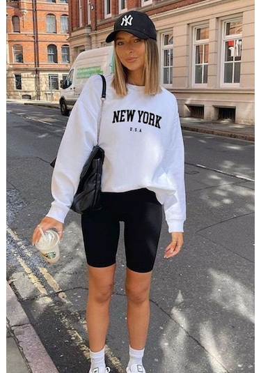 Unisex Ny Nakışlı Siyah Beyaz Kep Şapka Siyah - Beyaz