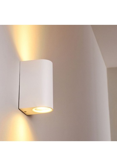 Çift Yönlü Dekoratif Beyaz Aplik -3 Renk Tercihli Ampüller Dahil Beyaz