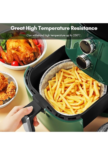Fosenze Fırın Ve Air Fryer İçin Alüminyum Folyo Tepsiler - Yağ Giderici, Yıkama Gerektirmeyen, Isı Dayanıklı 8 İnç Derin Tepsi 20 Adet