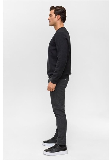 Siyah Regular Düz Bisiklet Yaka Sweatshirt Siyah