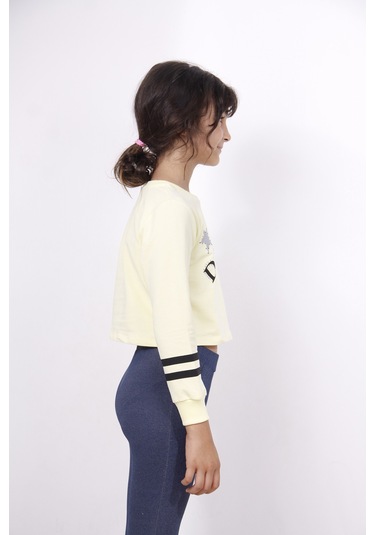 Toontoy Kız Çocuk Yıldızlı Dream Baskılı Sweatshirt Sarı