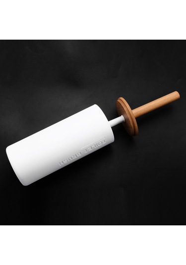 Bambu Zemin Ayaklı Tuvalet Fırçası Seti Taban Banyo Tuvalet Fırçası Beyaz