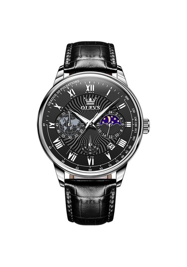 Olevs 2893 Erkekler Çok Fonksiyonlu İş Kuvars Saat Siyah