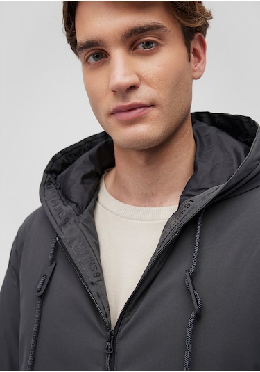 Mavi - Kapüşonlu Antrasit Şişme Mont 0110352-86803 Gri