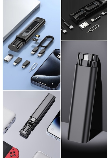 Zmc Bilişim Cep Tipi 60w Bas Aç Type-c,iphone Şarj,micro Usb Hızlı Şarj Data Kablo Seti