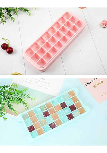 Kosona 24 Hücreli Mavi Silikon Buzluk, Ev Ve Bar Kullanıma Uygun, Kapaklı Sağlıklı Buz Kutusu Çok Renkli