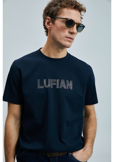 Lufian Thınk Modern Grafik T- Shirt Lacivert Lacivert 111020240100200 Lacivert