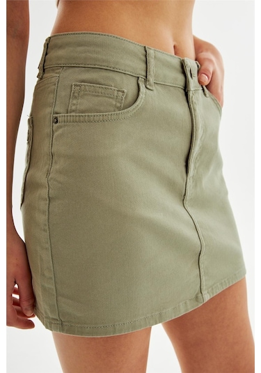 Kadın Mini Kot Etek Yeşil-yeşil Yeşil