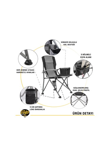 FUNKY CHAIRS River Side Katlanabilir Kamp Sandalyesi-Gri
