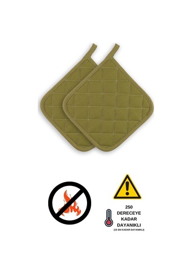 Yanmaz, Isıya Dayanıklı Fırın Tutacağı 2 Tutacak Fıstık Yeşili