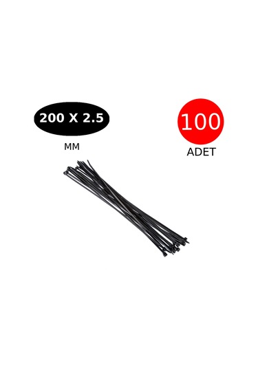 Tek-iş Plastik Kablo Bağı Cırt Kelepçe 200 Mm X 2.5 Mm Siyah 100 Adet