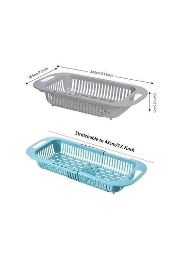 Pazly Gri Geri Çekilebilir Drenaj Rafı - Mutfak Sepeti - Sebze & Alet Saklama - Kolay Temizlenir Plastik Raf Gri