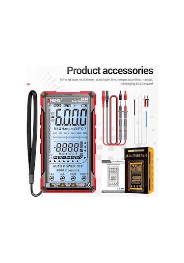 Maoyaya Aneng 622b Dokunmatik Multimetre, Yüksek Hassasiyetli Yanma Önleyici Led Işıklı