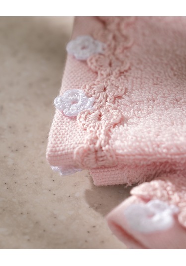 Jeanne Kroşeli 2'li %100 Pamuk El Havlusu - Pudra - 30x40 Cm 8684427204597 Pudra