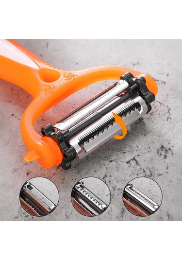 Maiyame Mutfak Çok Amaçlı Meyve Sebze Soyucu Dilimleyici: Çoklu Bıçaklı, Hızlı Soyma, Dilimleme Ve Kıyma Fonksiyonu - Inox Bıçak, Abs Kolu, Tüm El Tipleri İçin Turuncu