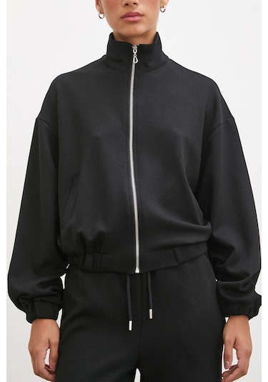 Never More Fermuarlı Sweatshirt Siyah