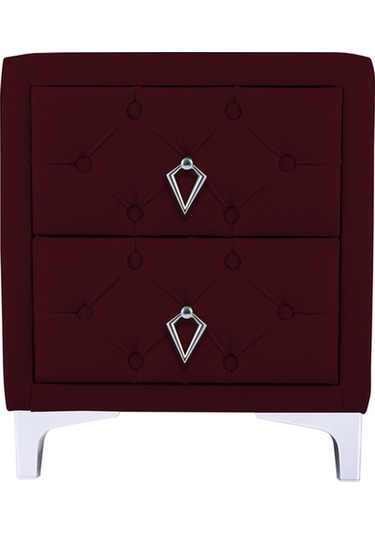 Ruby 2 Çekmeceli Komodin-silver Model Kapitoneli Yatak Odası Iki Çekmeceli Komodin&şifonyer Modeli Bordo