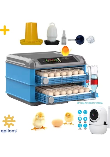 Tam Otomatik 128 Yumurta Kapasiteli Kuluçka Makinesi - Civciv Kaz Hindi Ördek Yetiştiriciliği Wifi Kamera Hediyeli