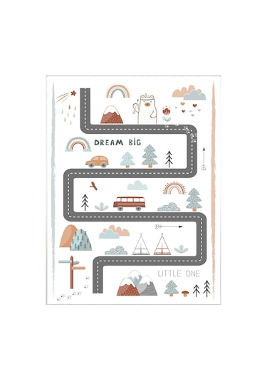 Trafik Çocuk Oyun Halısı Kaymaz Makinede Yıkanabilir Oyun Matı 3