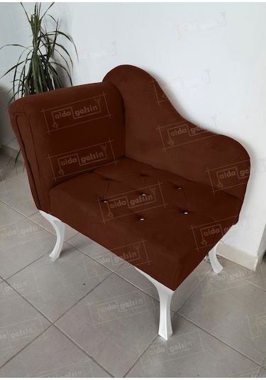 Yeni Model Ters Kol Tekli Köşe Koltuğu Josefin Bench Beyaz Ayak Kahve