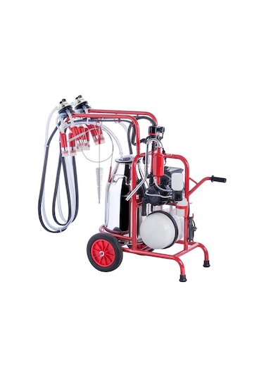 Kurtsan KM04097 Çift Sağım Tek Güğüm Arabalı Süt Sağım Makinesi Yağlı Sistem-Silikon Memelikli 300cc