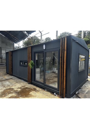 Simgesan Konteyner Ev 400x800 Ahşap Pergoleli Konteyner Ev