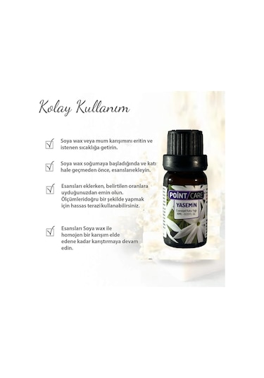 Point Care Yasemin Mum Esansı 10ml , Mum Koku Soya Wax Esansı