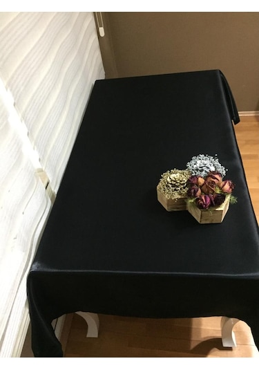 Finezza Kristal Monoray Kumaş Siyah Masa Örtüsü Dikdörtgen 140X2