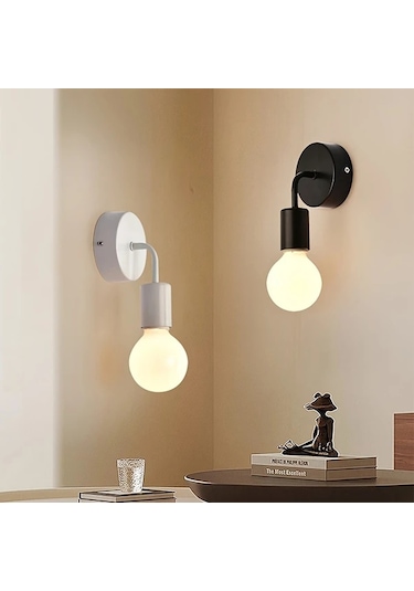 Dashanshop Siyah Modern Nordic Avize Demir Döküm Duvar Lambası E27 Oturma Odası Yatak Odası Siyah