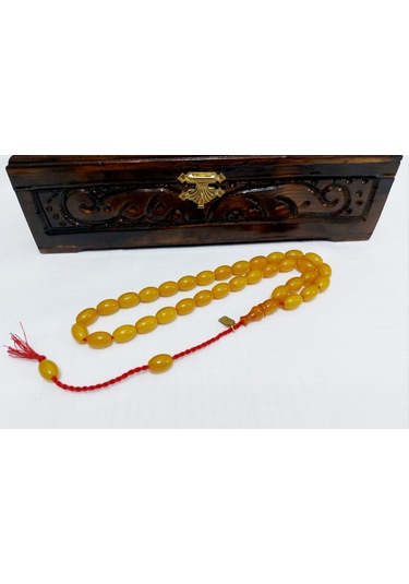 Omari Usta İmzalı Fıçı Kesim Alman Sıkma Kehribar Tesbih 9.5x10.5