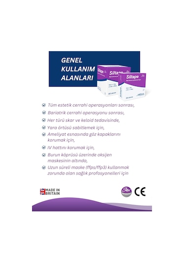 Advancis Medical UK Siltape Soft Silikon Yara İzi Dikiş İzi Sezaryen Yanık Estetik Bant 2 CM x 3 M