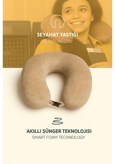 Armegeda Fransız Kadife Seyahat Yastıgı Nar Kırmızısı Yastık Bej